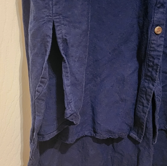 LOFT Blue Hi-lo Size Large Linen Blend Dress - Picture 5 of 7